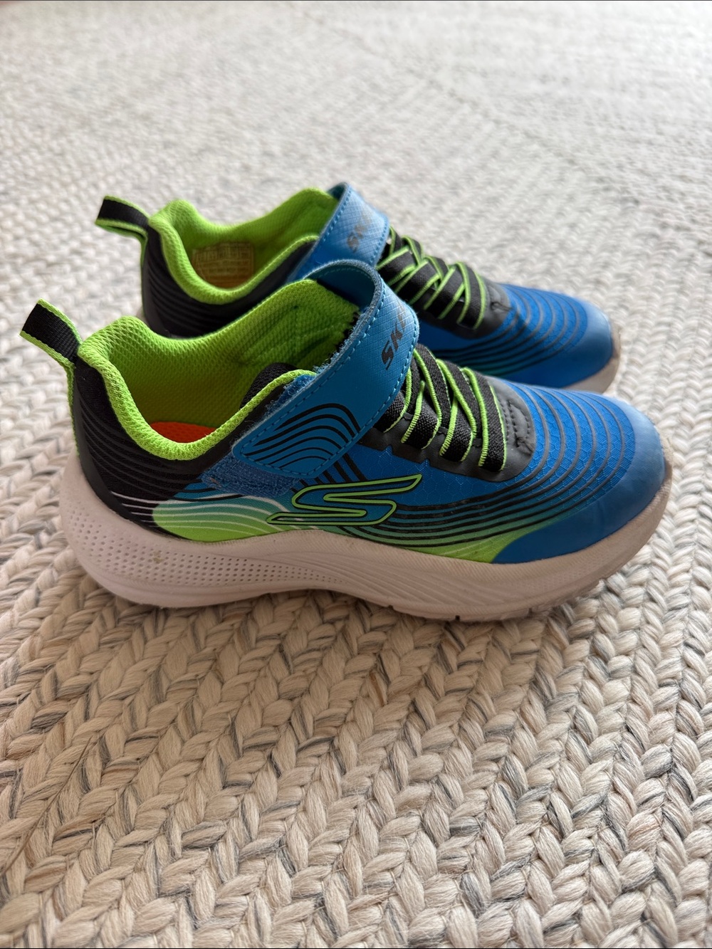 Skechers Kids Blue and Lime Green Athletic Sneakers